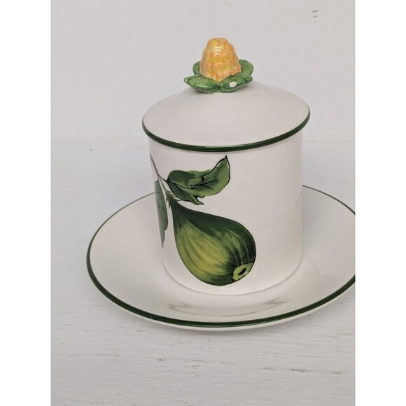 Rare Tiffany & Co. Este Ceramiche Hand Painted Large Fruit Design Honey/Jam Jar - Picture 2 of 11